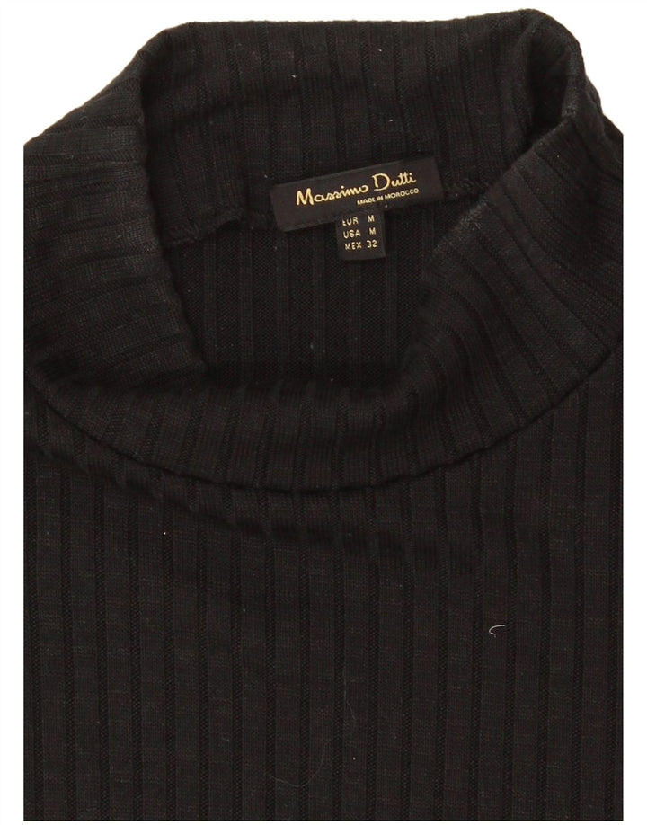 Massimo Dutti Womens Short Sleeve Maxi Jumper Dress UK 12 Medium Black