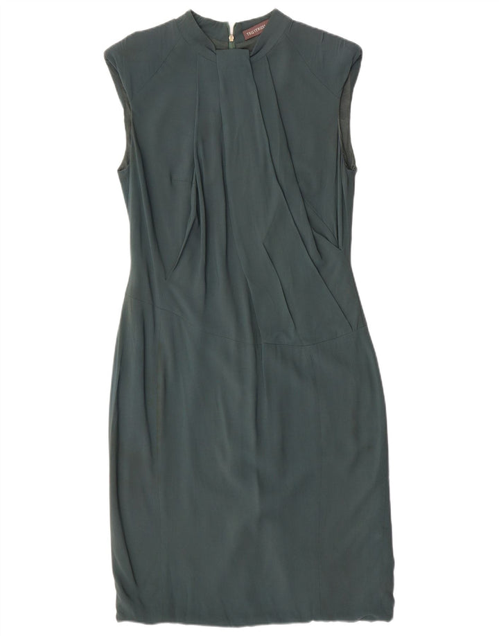 Trussardi Damen Etuikleid IT 44 Mittelgrüne Viskose