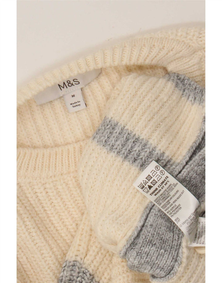 Marks & Spencer Womens Crop Crew Neck Jumper Sweater UK 14 Medium Beige