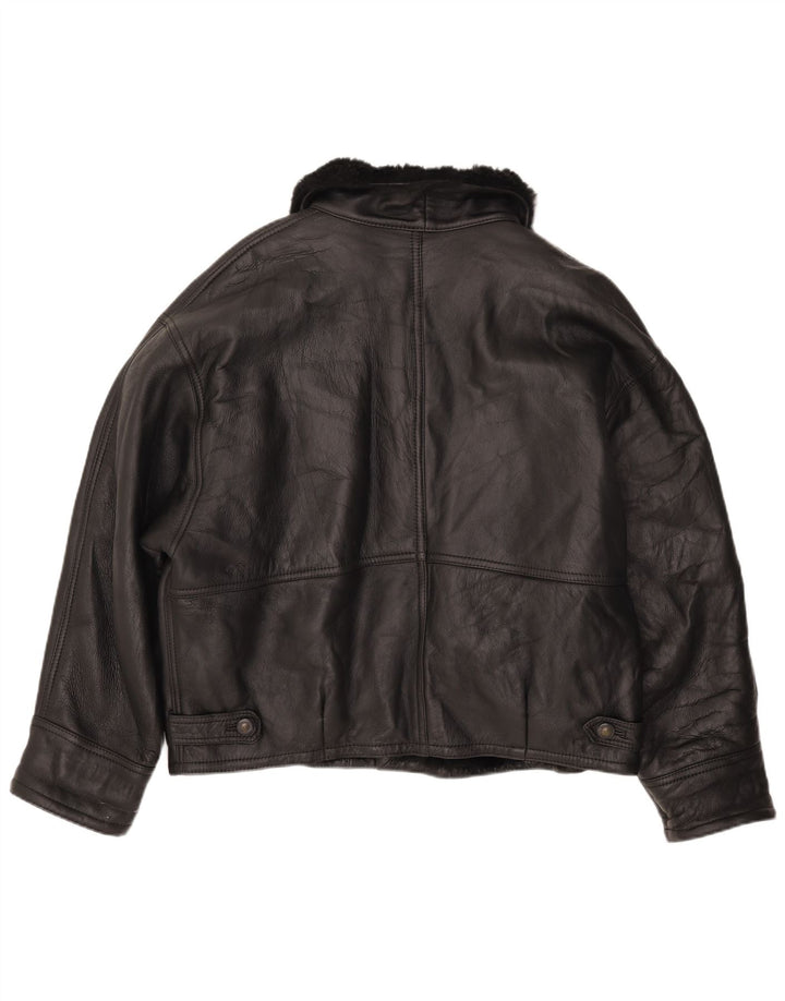 Giubbotto shearling vintage da uomo IT 52 XL in pelle nera