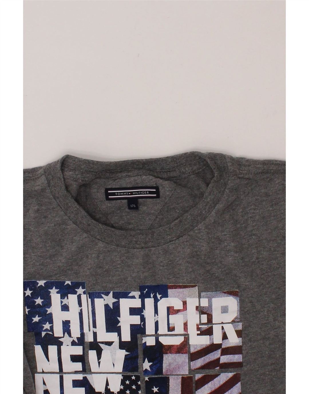 TOMMY HILFIGER Boys Graphic Top Long Sleeve 15-16 Years Grey Classic Vintage Tommy Hilfiger and Second-Hand Tommy Hilfiger from Messina Hembry 