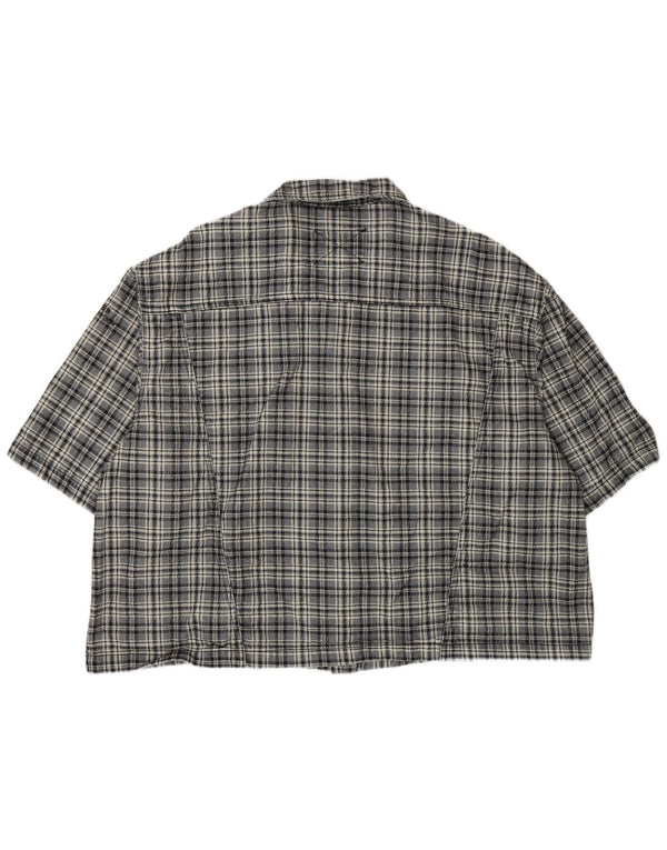 Collusion Surchemise en flanelle à manches courtes pour homme Coupe ample XL Gris à carreaux
