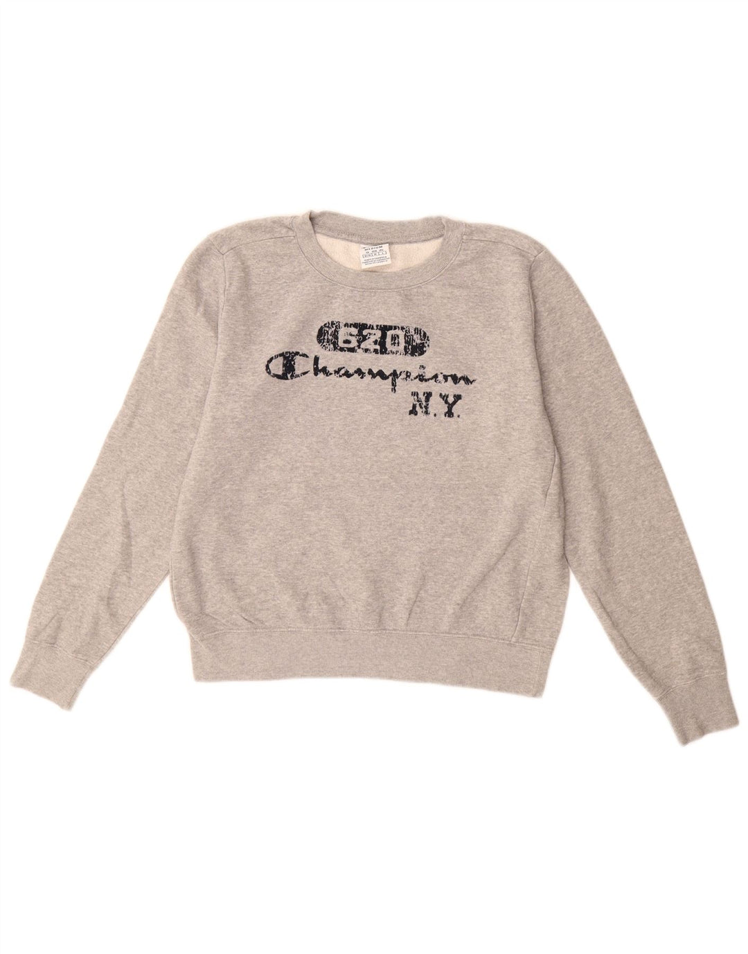 Champion Womens Graphic Sweatshirt Jumper UK 14 Medium Grey Flecked