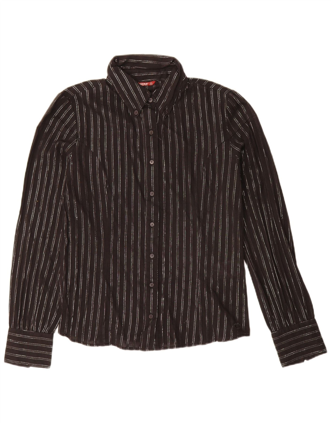 Carrera Womens Shirt UK 14 Medium Black Striped Cotton