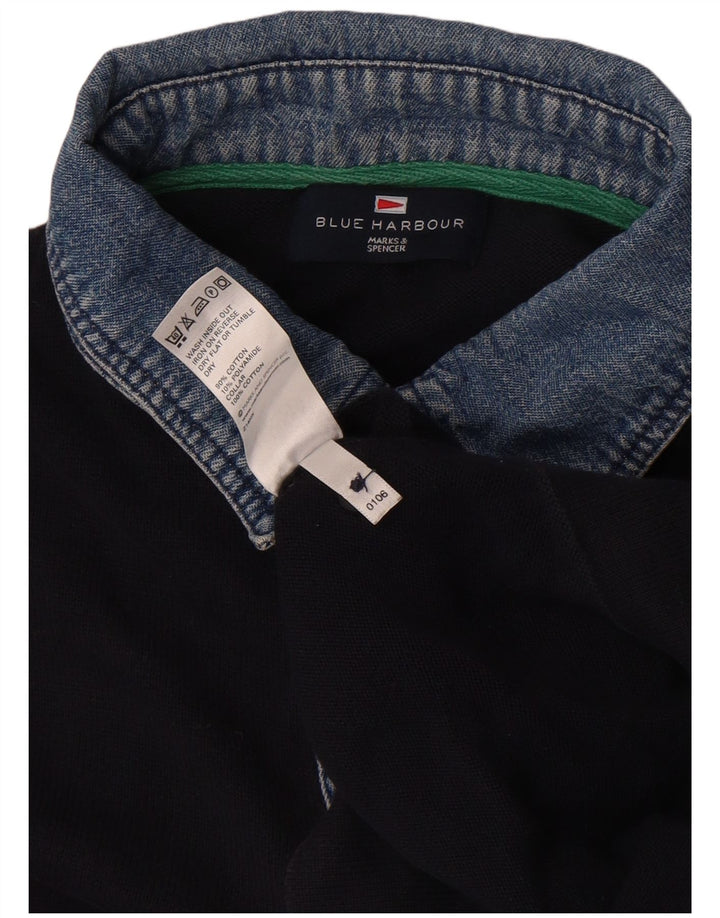 Marks & Spencer Mens Blue Harbour Polo Neck Jumper Sweater Medium Navy Blue