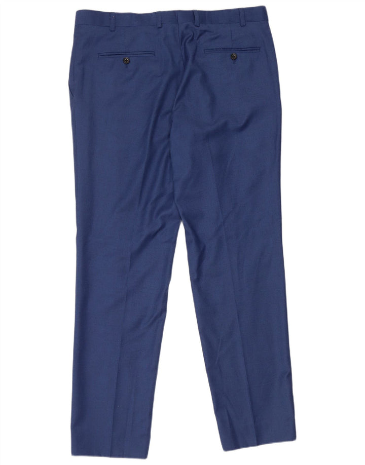French Connection Mens Straight Suit Trousers W36 L31 Blue Wool
