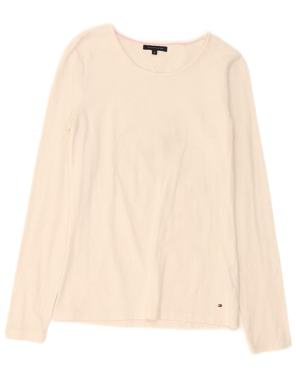 Tommy Hilfiger Damen Top Langarm UK 12 Mittelweiße Baumwolle