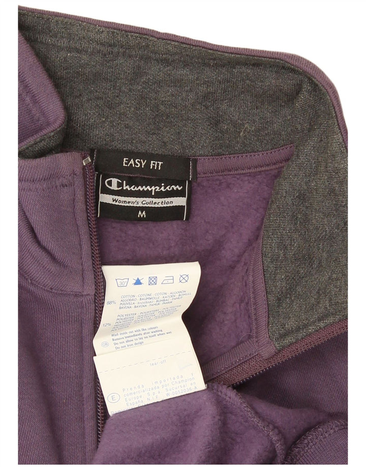 Champion Womens Tracksuit Top Jacket UK 14 Medium Purple Cotton