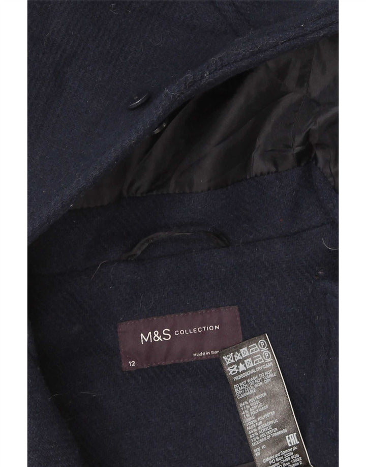 Marks & Spencer Damski płaszcz z kapturem i kapturem UK 12, średni granatowy poliester