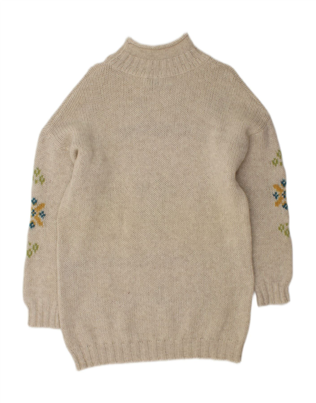 BENETTON Womens Turtle Neck Jumper Sweater UK 12 Medium Off White