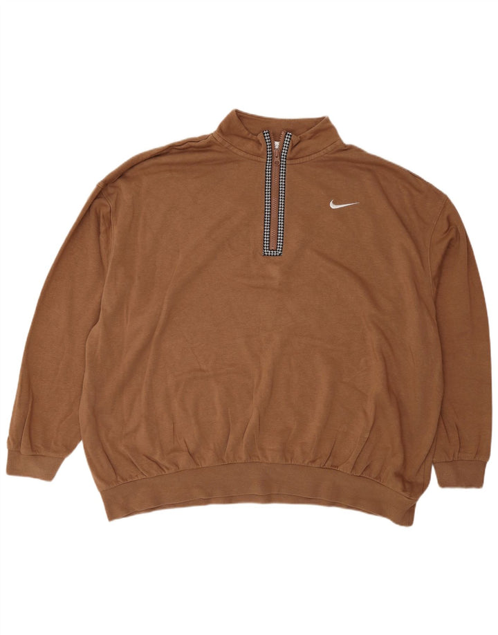 Nike Dame Grafisk Oversized Sweatshirt Jumper UK 16 Stor Brun Bomuld