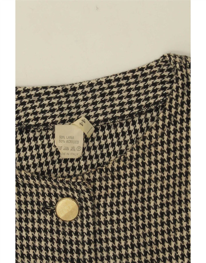vintage Femmes Crop 5 Bouton Blazer Veste IT 44 Pied-de-poule Noir Moyen