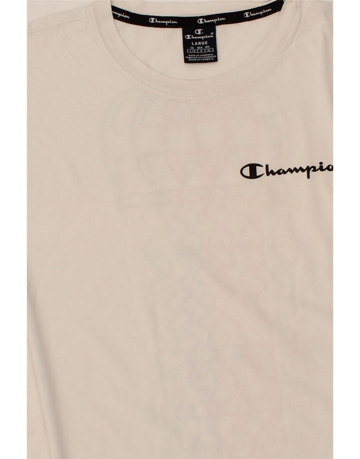 CHAMPION Mens Graphic T-Shirt Top Large White Cotton Vintage Champion and Second-Hand Champion from Messina Hembry 