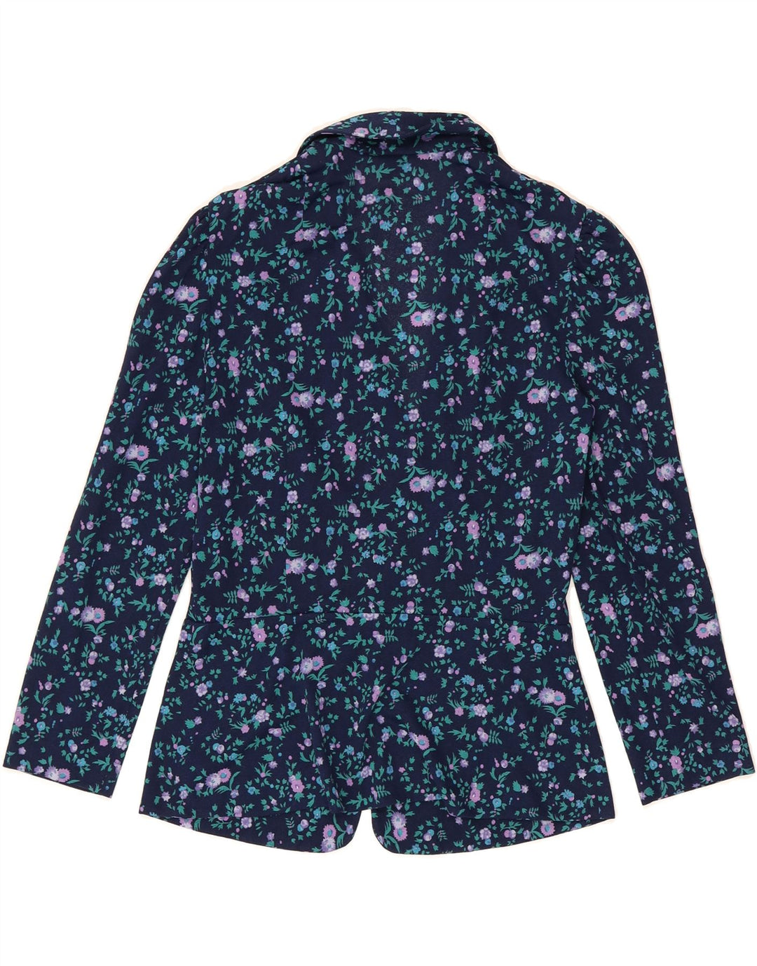 LUISA SPAGNOLI Womens 1 Button Blazer Jacket UK 14 Medium Navy Blue Floral Vintage Luisa Spagnoli and Second-Hand Luisa Spagnoli from Messina Hembry 