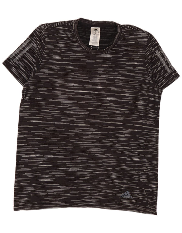 ADIDAS Mens T-Shirt Top Medium Black Pinstripe Cotton