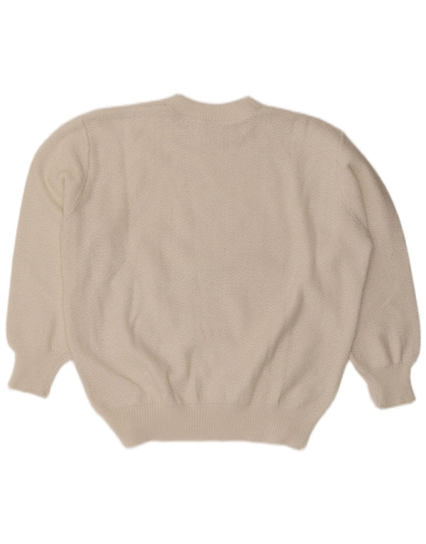 Vintage γυναικείο πουλόβερ με λαιμόκοψη UK 18 XL Λευκό