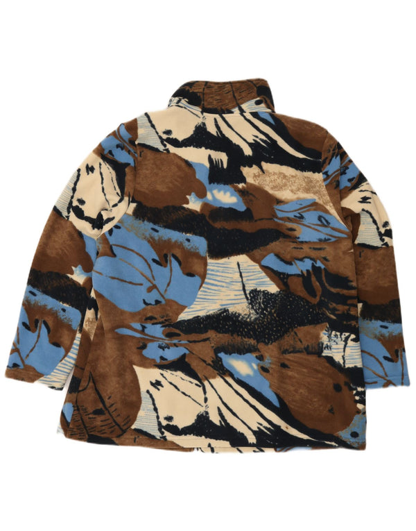 Jaqueta de lã feminina vintage com padrão abstrato Reino Unido 24 4XL marrom colorblock
