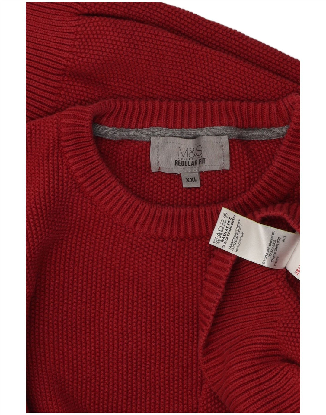 Marks & Spencer Mens Regular Fit Crew Neck Jumper Sweater 2XL Red Cotton