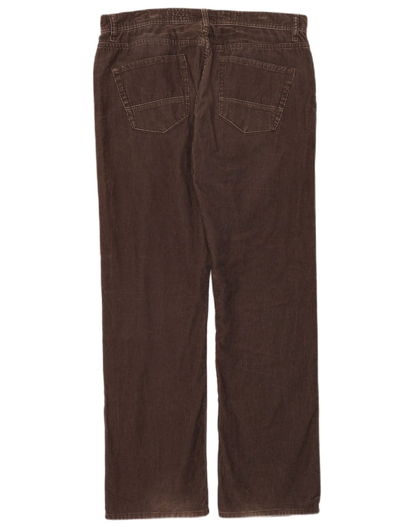 Calça masculina de veludo cotelê regular reta branca W34 L32 algodão marrom