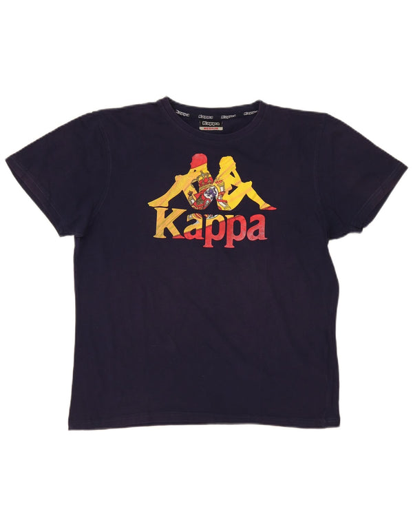Kappa T-shirt graphique pour femme UK 14 Bleu marine moyen
