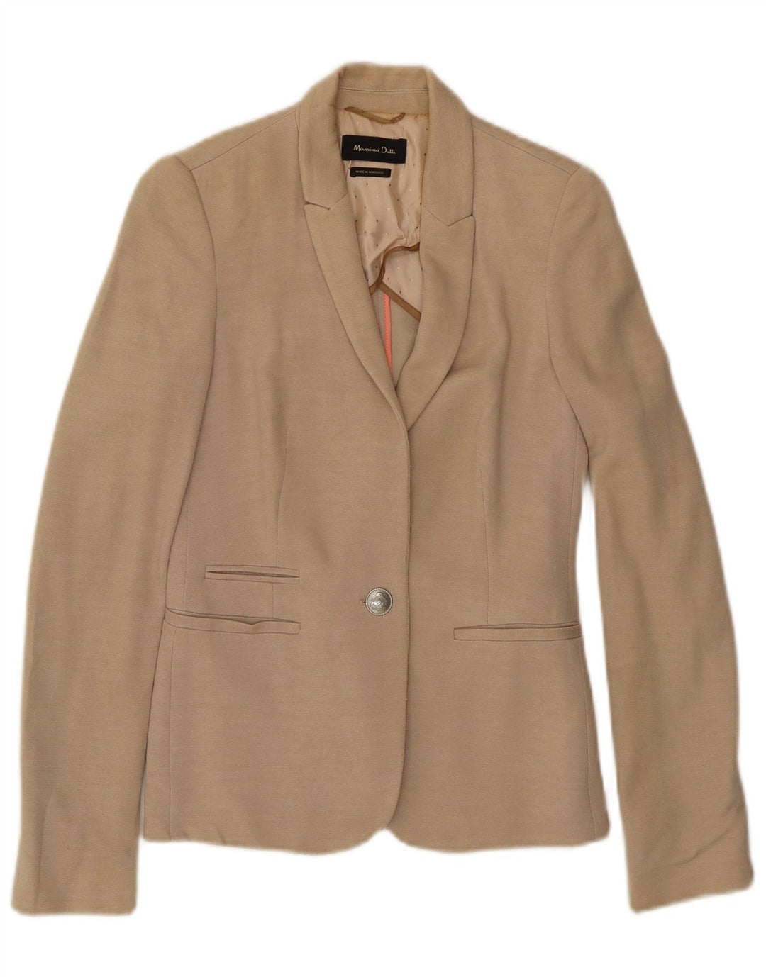 MASSIMO DUTTI Dame 1-knaps blazerjakke EU 36 XS Beige Viscose
