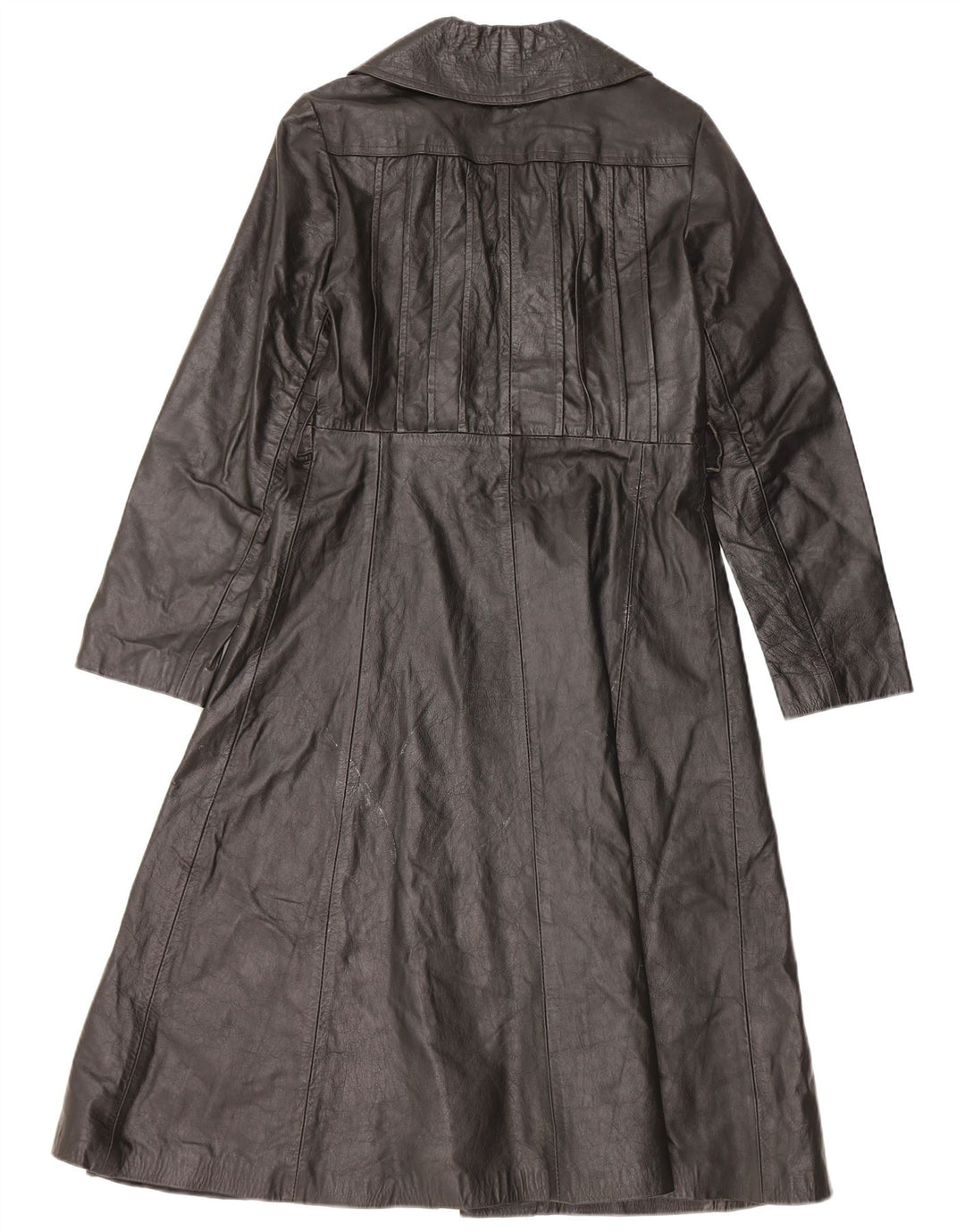 VINTAGE Womens Leather Coat UK 10 Small Black Leather