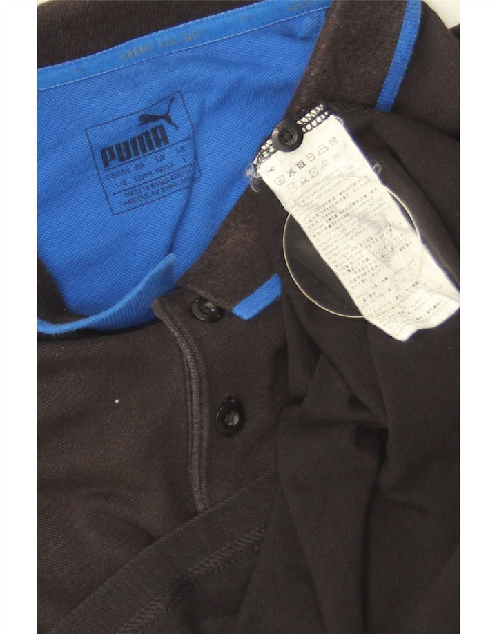 Puma Mens Polo Shirt Large Black Striped Cotton