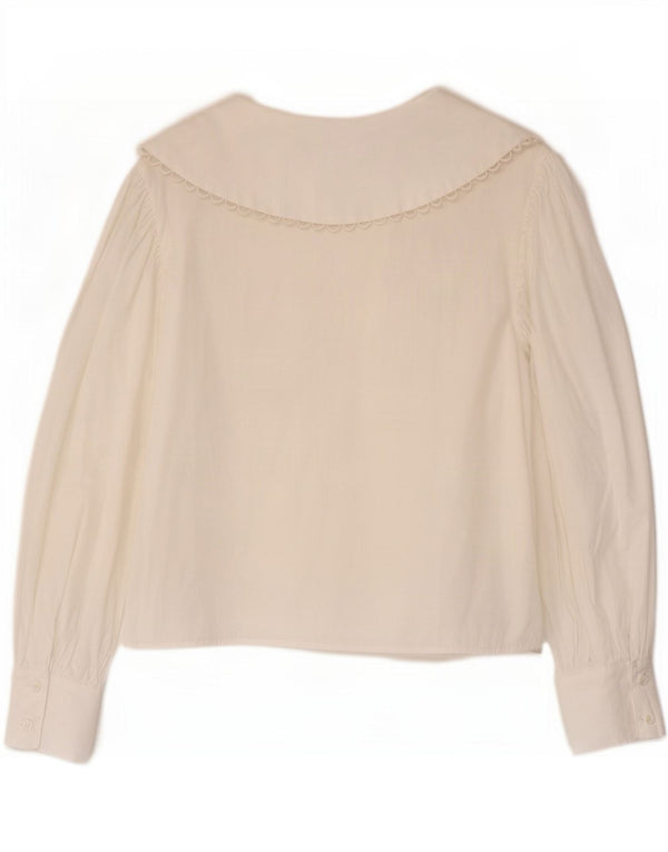 Zara Blusa Camisa Mujer UK 10 Small Algodón Blanco