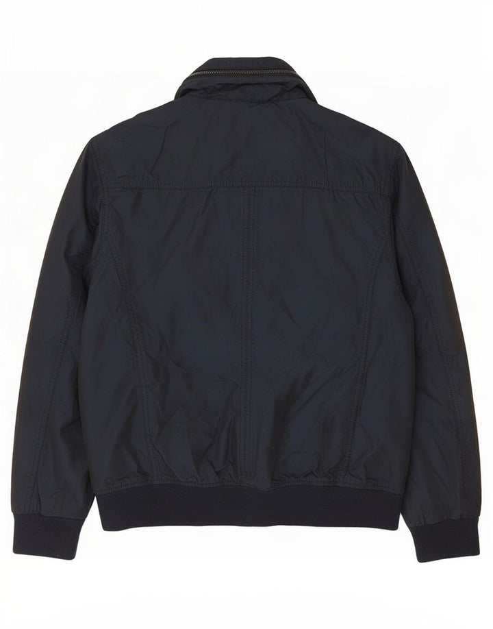 Zara Mens Bomber Jacket UK 40 Grande Azul Marino Poliéster