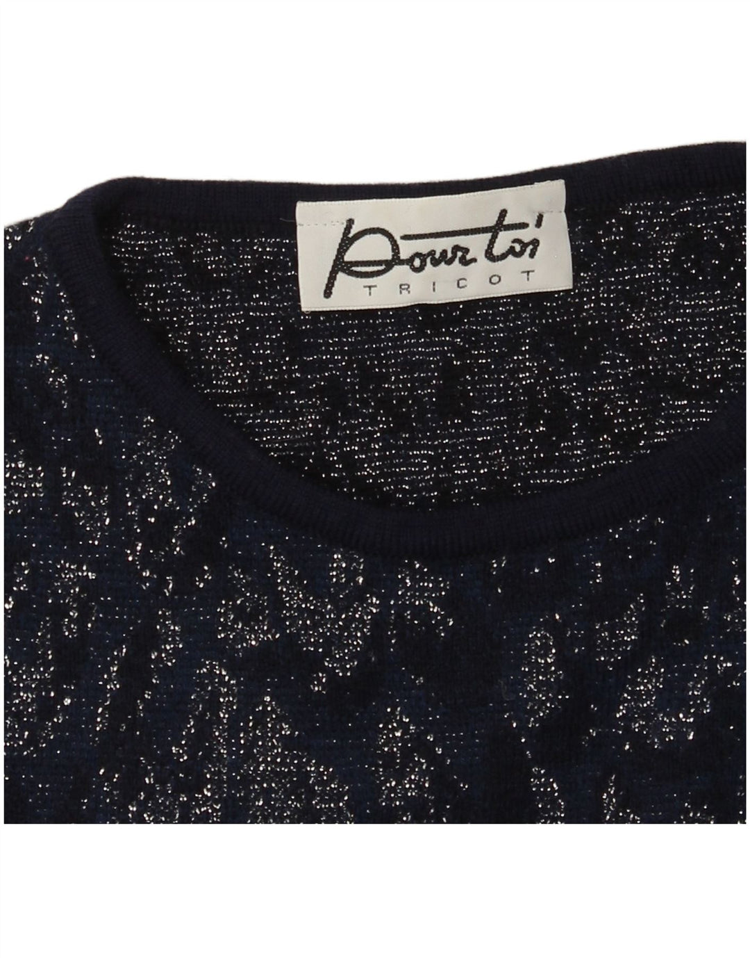 Vintage Womens Top Long Sleeve UK 8 Small Navy Blue Tie Dye