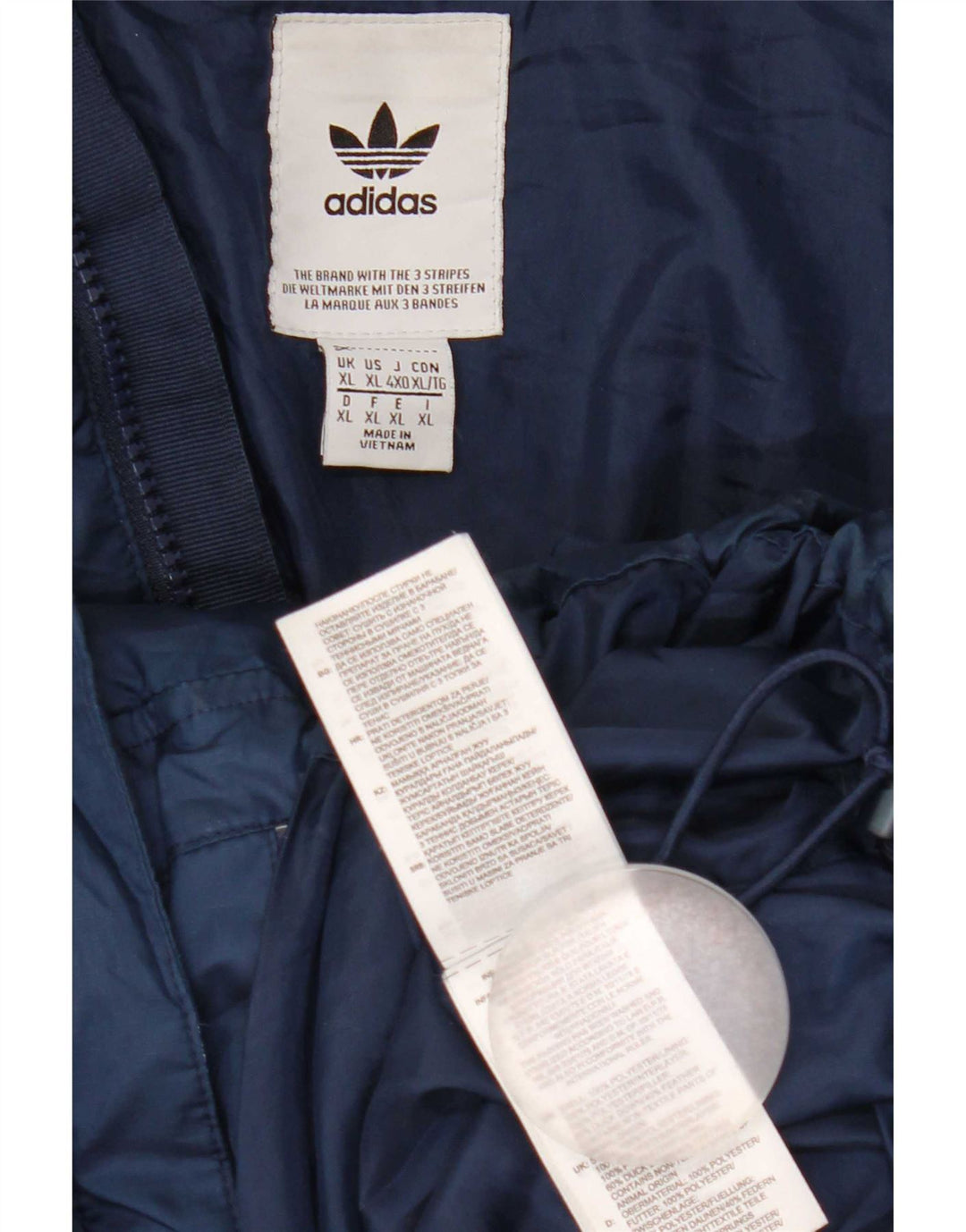 Adidas Mens Padded Jacket UK 42 XL Navy Blue Polyester