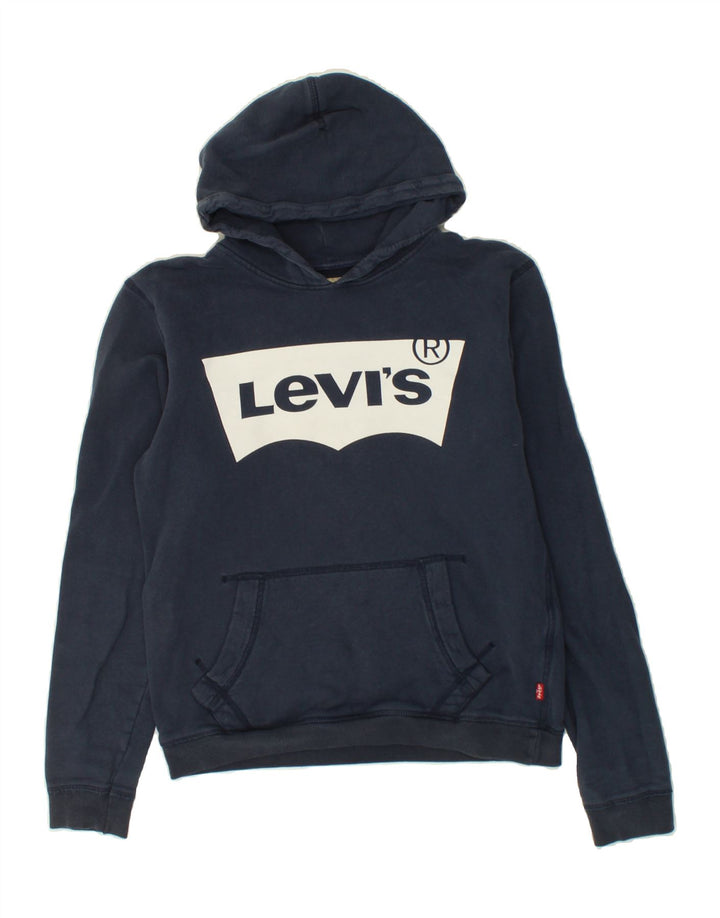 LEVI'S Boys Graphic Hoodie Jumper 15-16 Years Navy Blue Vintage Levi's and Second-Hand Levi's from Messina Hembry 