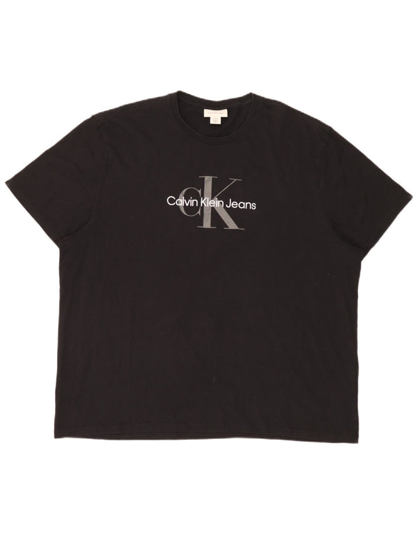 Męska koszulka z grafiką Calvin Klein Jeans, 2XL, czarna, bawełniana