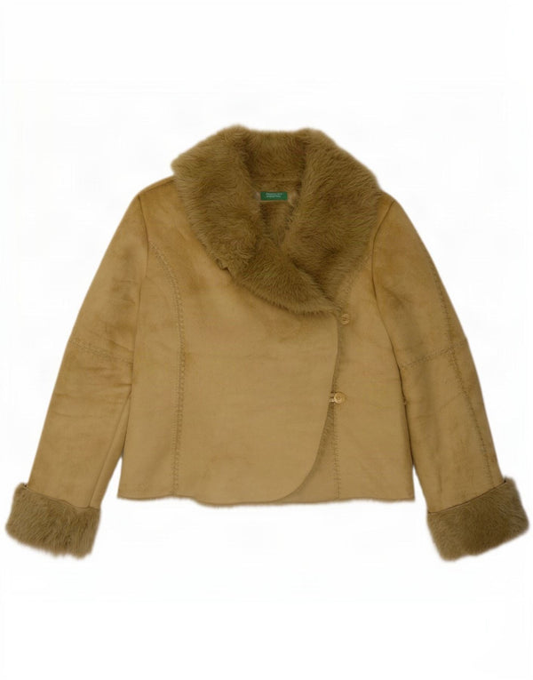 Giacca Sherpa Donna Benetton IT 46 Large Verde Poliestere