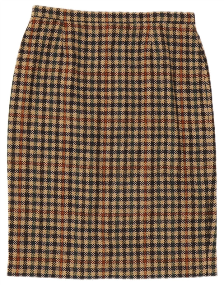 Vintage Womens Pencil Skirt W30 Medium Brown Houndstooth