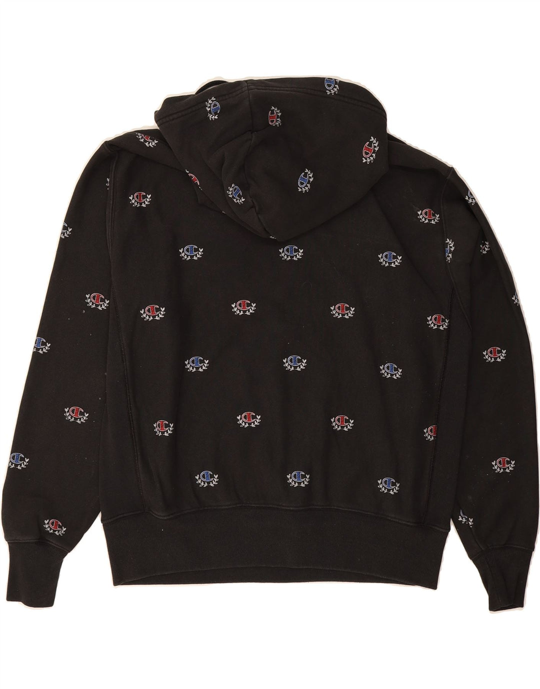 CHAMPION Mens Graphic Hoodie Jumper Large Black Cotton Vintage Champion and Second-Hand Champion from Messina Hembry 