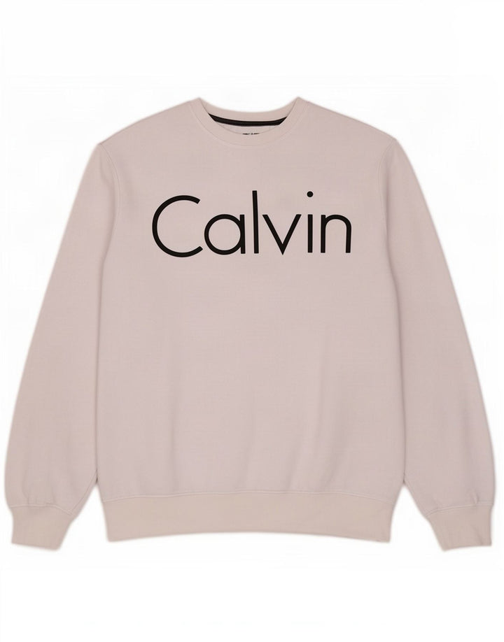 Calvin Klein Mens Graphic Sweatshirt Jumper Medium White Cotton