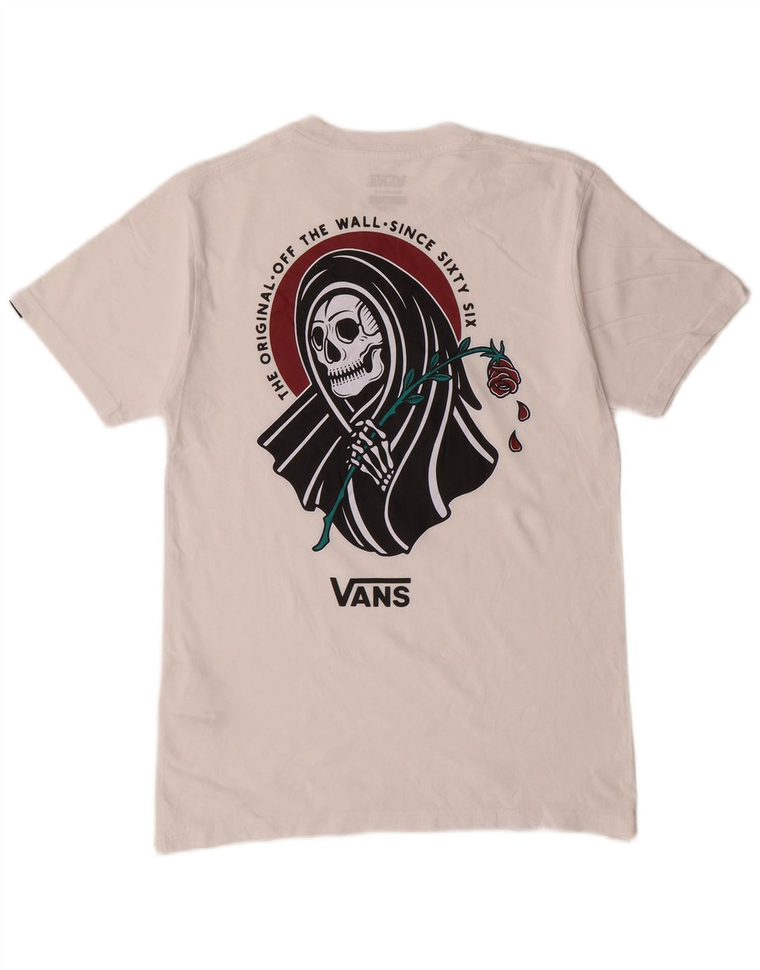 VANS Mens Classic Fit Graphic T-Shirt Top Small White Cotton
