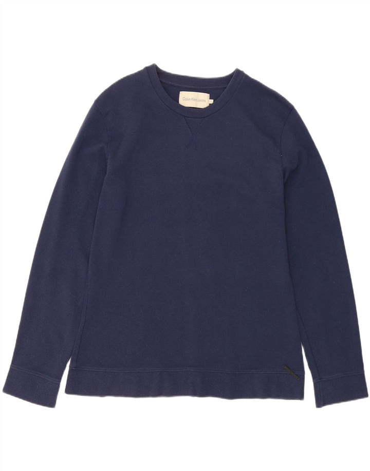 CALVIN KLEIN JEANS Mens Sweatshirt Jumper Large Navy Blue Cotton