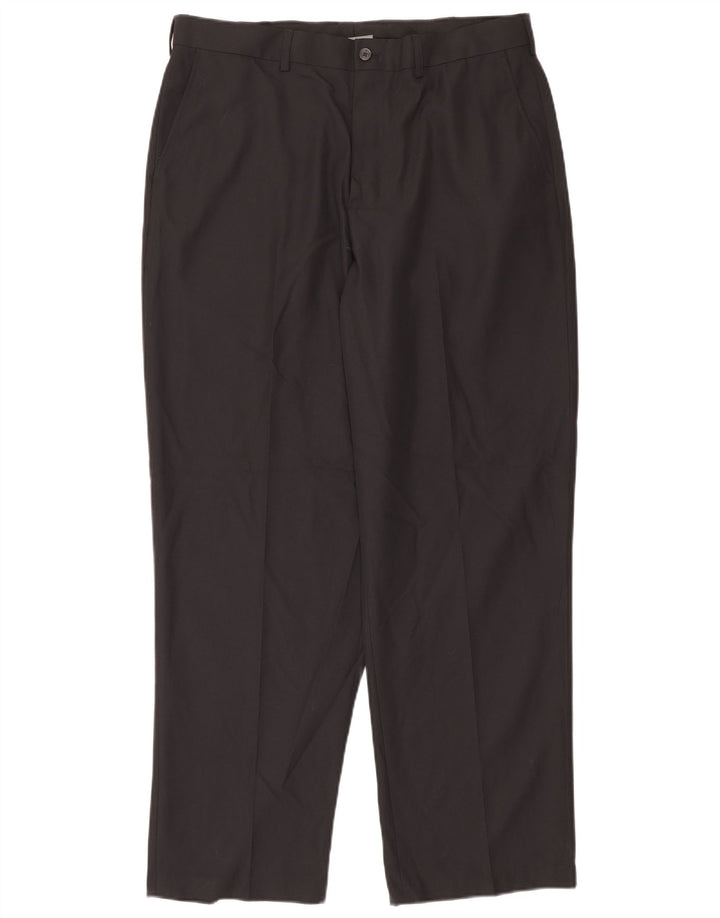 Izod Mens Straight Casual Trousers W36 L32 Black Polyester