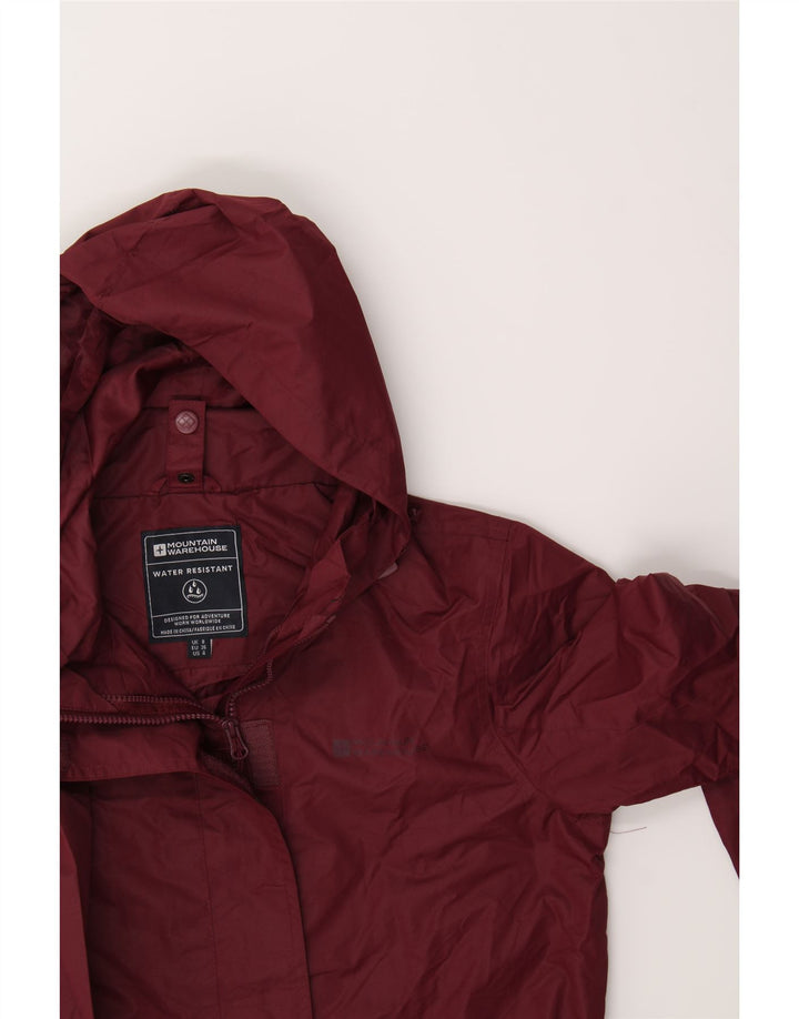 MOUNTAIN WAREHOUSE Womens Hooded Rain Jacket UK 8 Small Burgundy Polyester Vintage Mountain Warehouse and Second-Hand Mountain Warehouse from Messina Hembry 