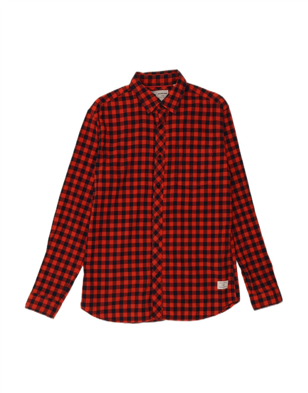 JACK & JONES Mens Core Slim Fit Shirt Medium Red Check Cotton