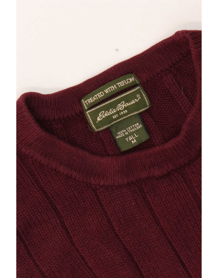 Eddie Bauer Mens Tall Crew Neck Jumper Sweater Medium Burgundy Cotton