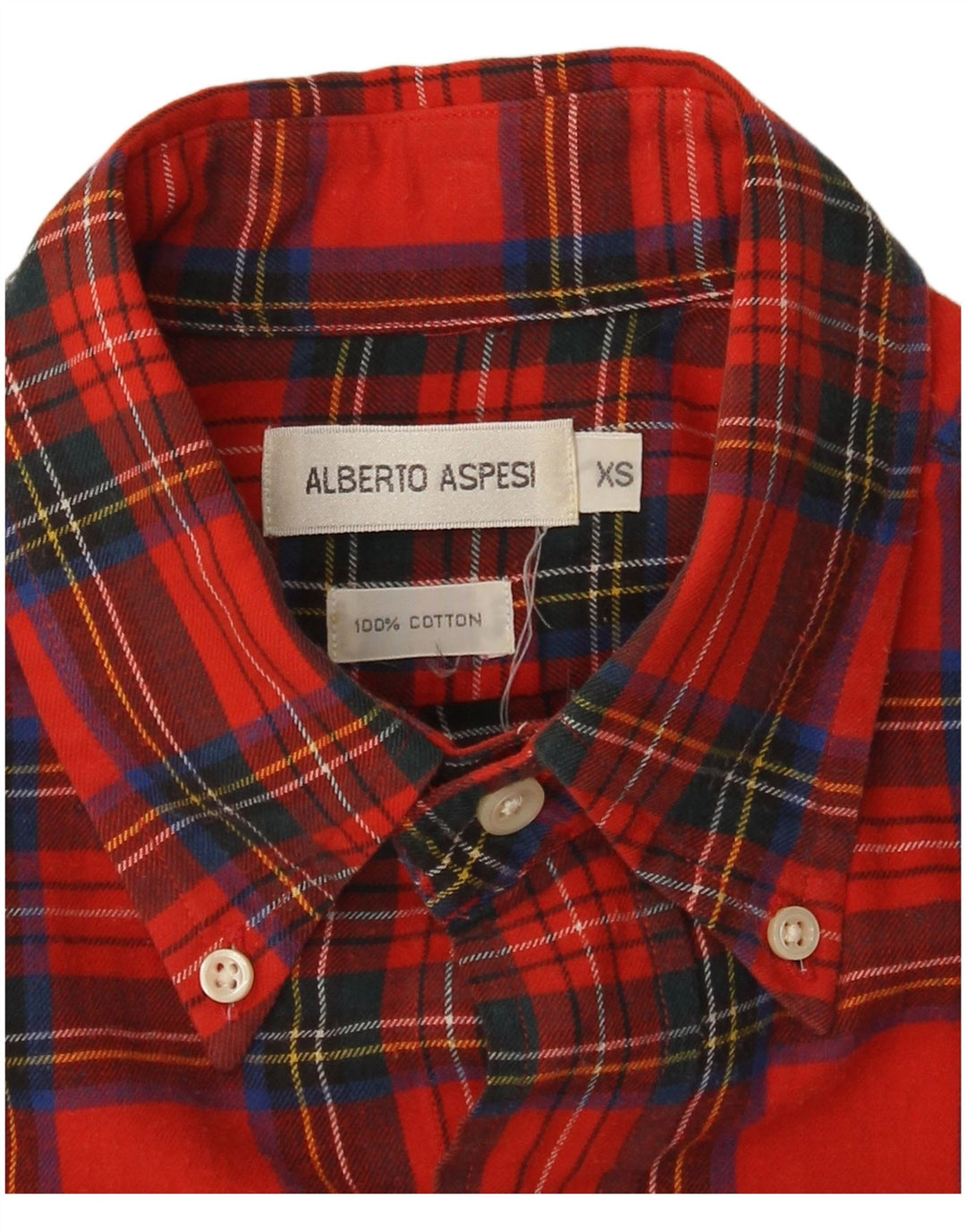 Camicia da uomo in flanella Alberto Aspesi XS in cotone a quadri rossi