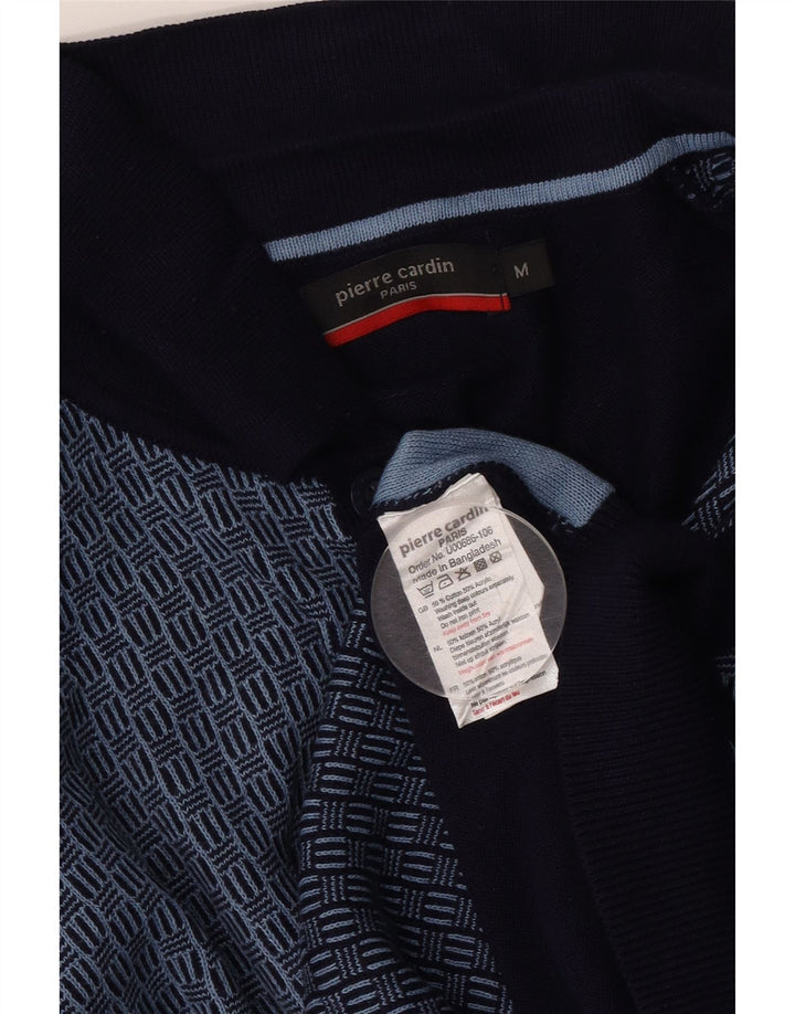 Pierre Cardin Mens Short Sleeve Knit Shirt Medium Navy Blue Geometric
