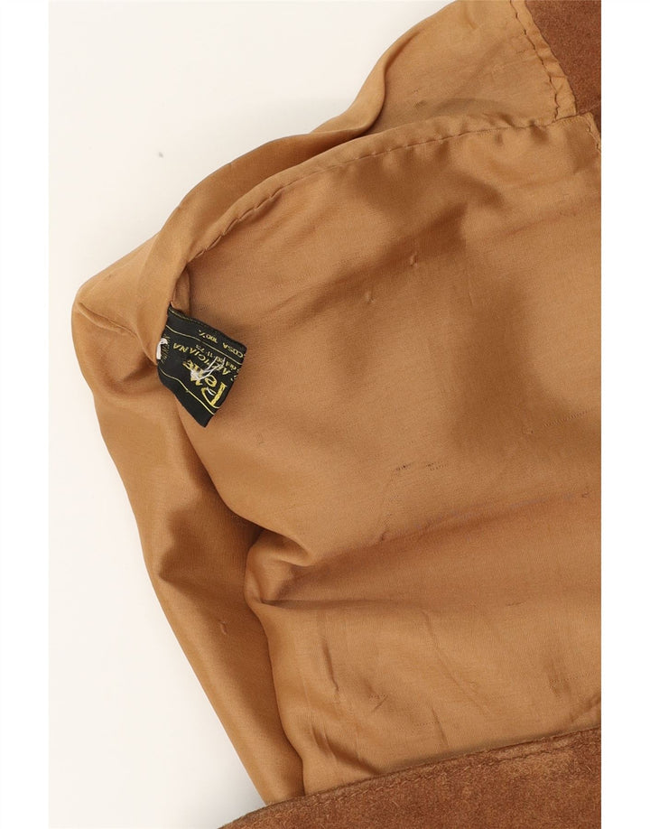 VINTAGE Gilet en daim pour homme grand cuir marron