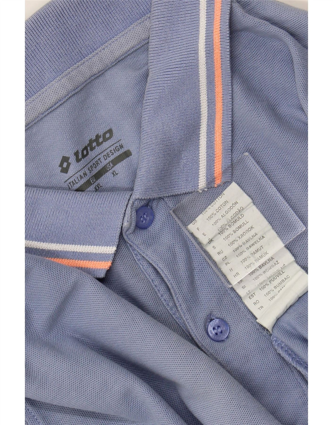 LOTTO Mens Polo Shirt 2XL Blue Cotton