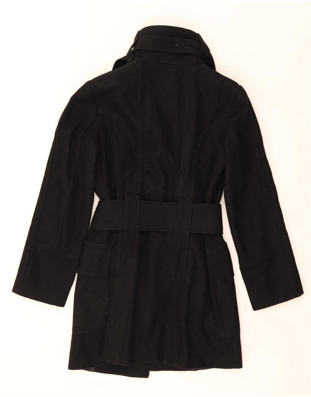 ZARA Womens Overcoat UK 16 Large Black Wool Vintage Zara and Second-Hand Zara from Messina Hembry 