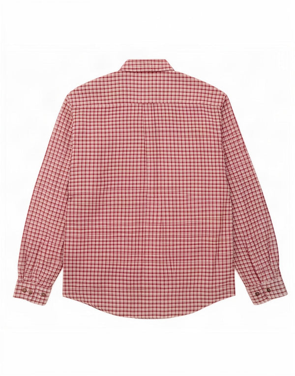 Camisa de franela vintage para hombre XL Borgoña Check