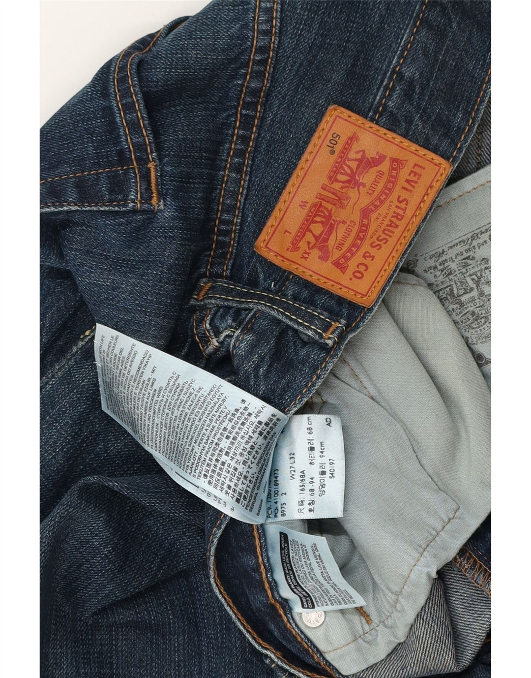 LEVI'S Womens 501 Straight Jeans W27 L32 Blue Cotton